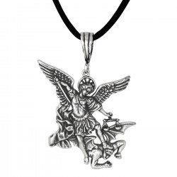 250x250 Sterling Silver Oxidized Saint Michael Archangel Fighting A Demon