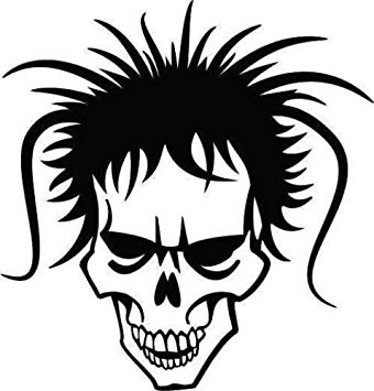 340x355 Smiling Skull With Dreadlocks Hair Car Decal Sticker