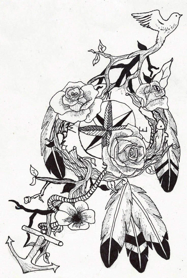 736x1091 Grey Ink Star And Dreamcatcher Tattoo Design