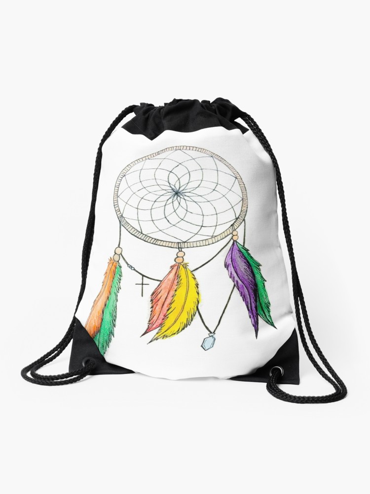 750x1000 Dream Catcher Pencil Drawing Drawstring Bag