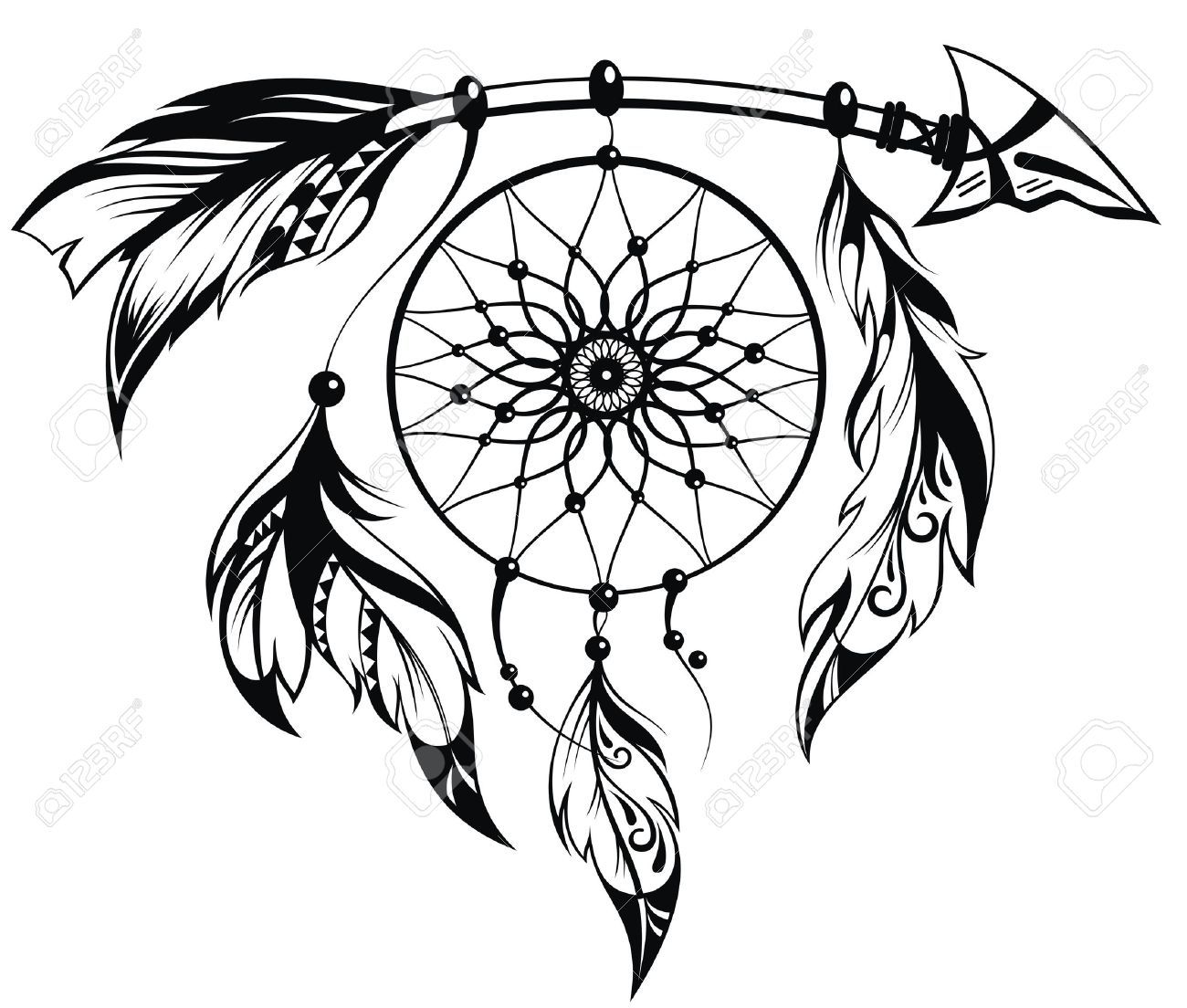 1300x1104 Dream Catcher Tribal Tattoos In Pencil Ideas And Designs