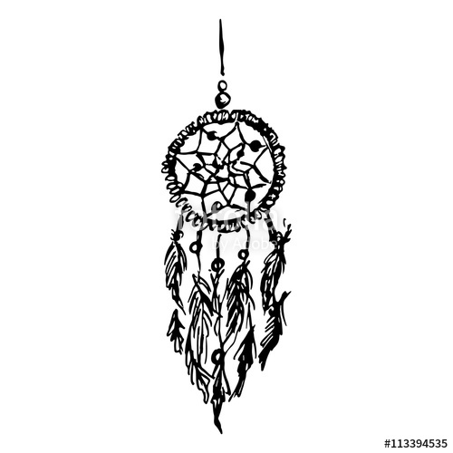 500x500 Monochrome Black And White Ethnic Hand Made Feather Dreamcatcher