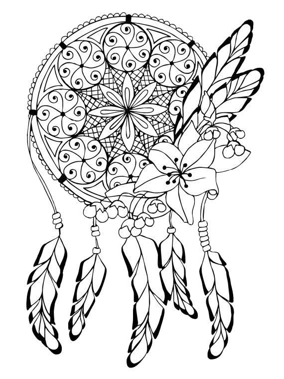 570x759 Adult Coloring Pages Dreamcatcher Color Pages
