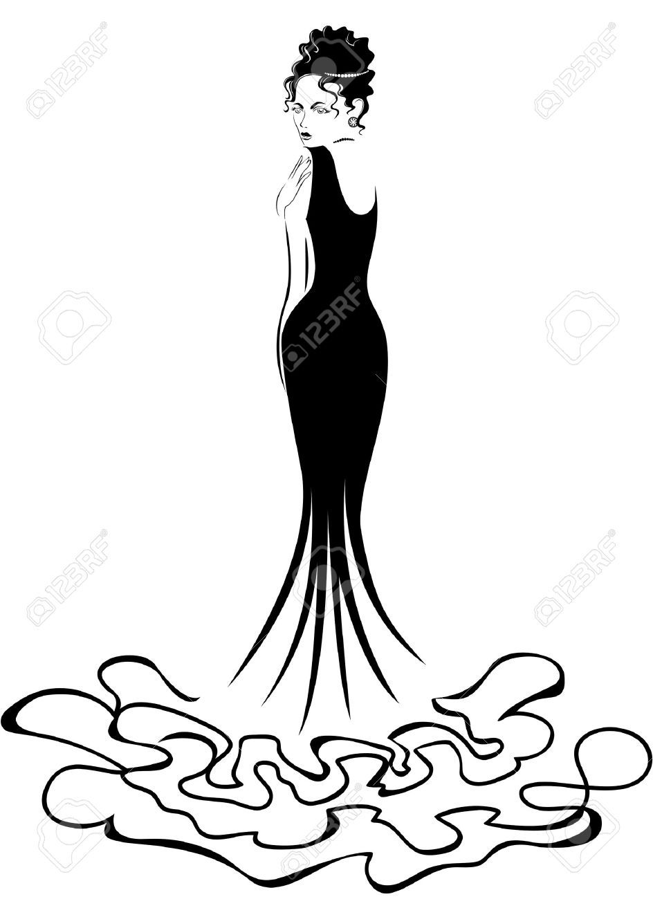 944x1300 Lady Dress Silhouette