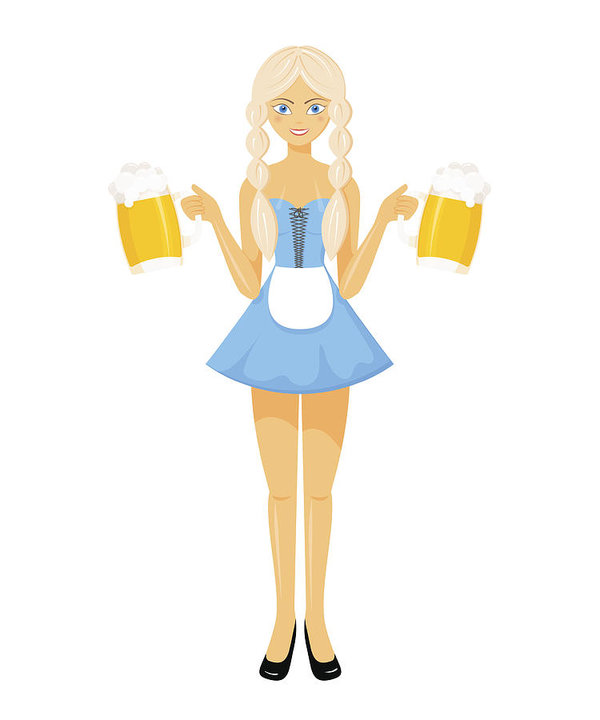 600x720 Detailed Flat Oktoberfest Bavarian Girl In National Dress Art