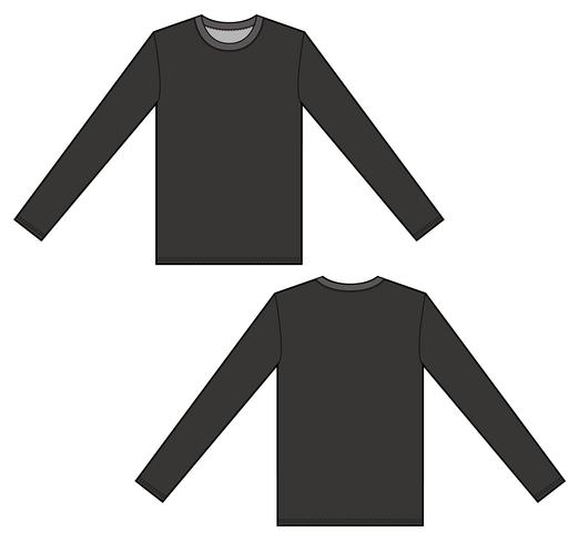 522x490 Long Sleeve Tee Fashion Flat Technical Drawing Template