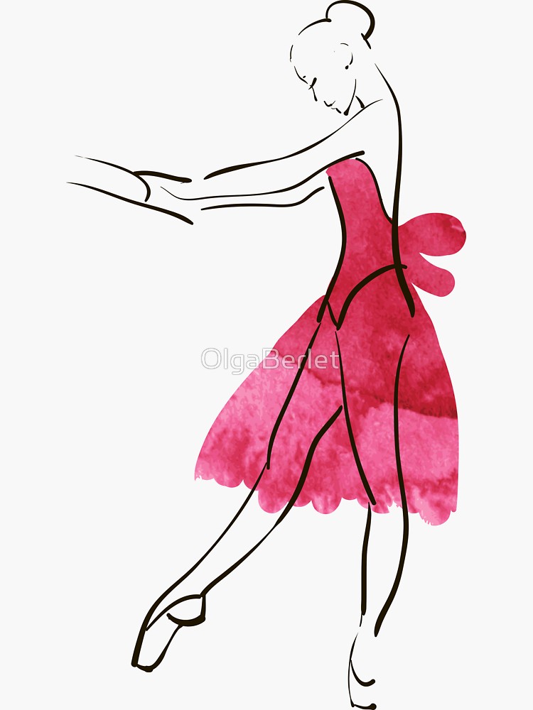 750x1000 Vector Hand Drawing Ballerina Figure, Watercolor Illustration