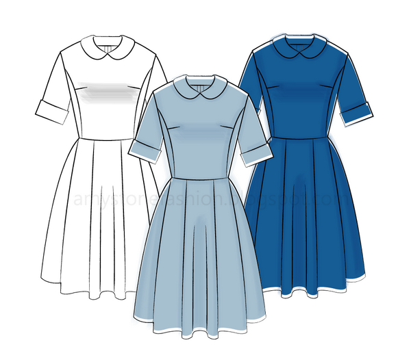 600x529 Amy Stone Fashion Flat Sketches Ufeffpeter Pan Collar Dress Fashion