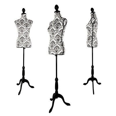 400x400 Female Mannequin Torso Dress Form Display Black Tripod Stand