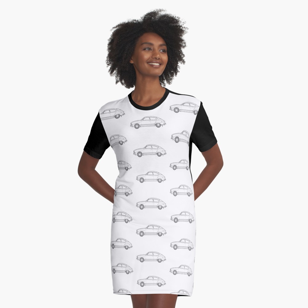 1000x1000 Saab Outline Drawing Graphic T Shirt Dress