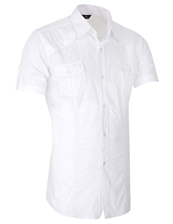 569x737 Paul Jones Men's Casual Fashion Short Sleeve Solid Color Dress