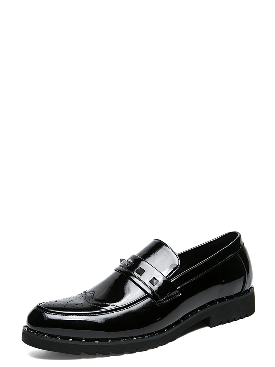 900x1200 Buy Men's Brogue Shoes Patchwork Rivet Decor Pointer Toe Fashion