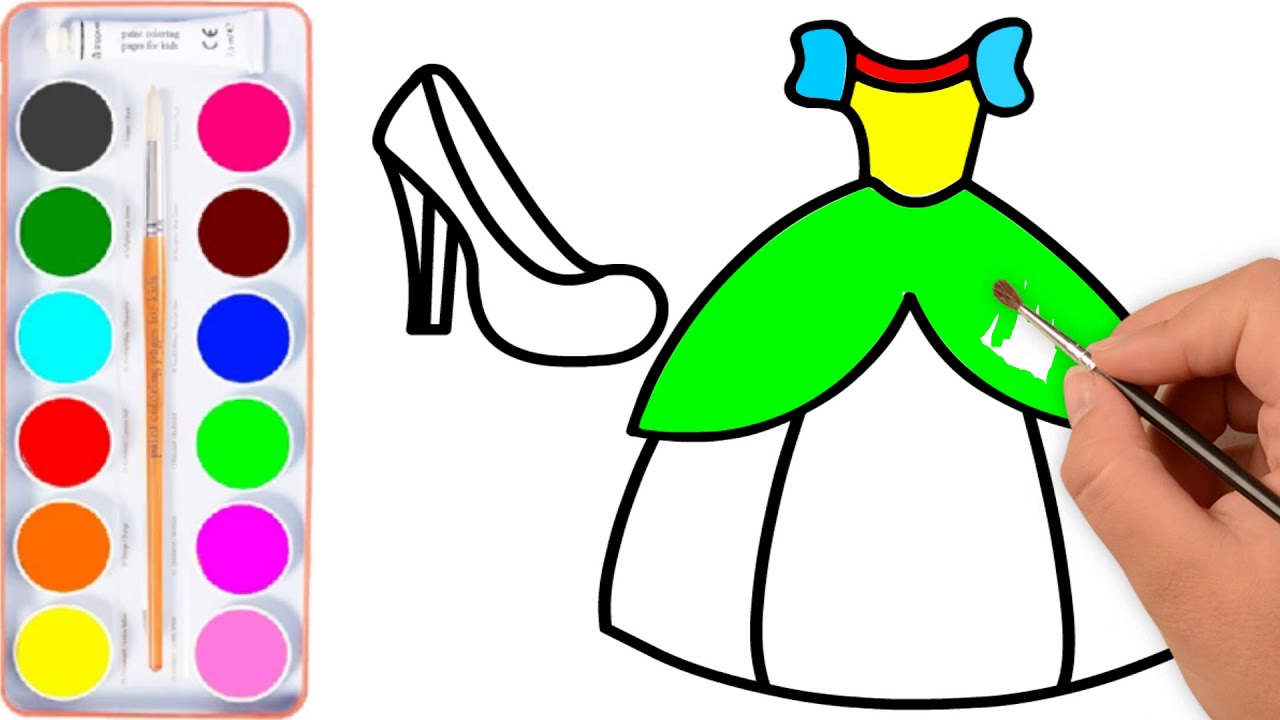 1280x720 Barbie Dress, Shoes Drawing Coloring Pages For Kids, Learn