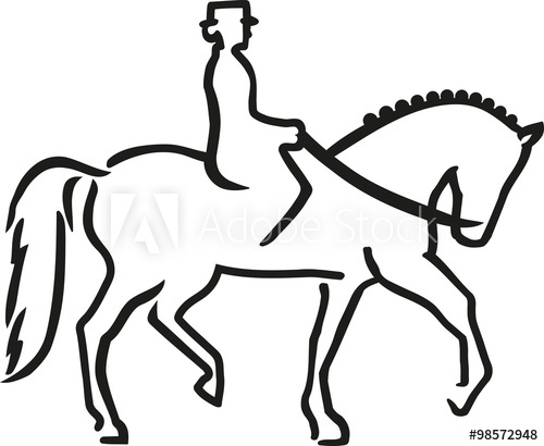 500x410 dressage horse with rider caligraphy