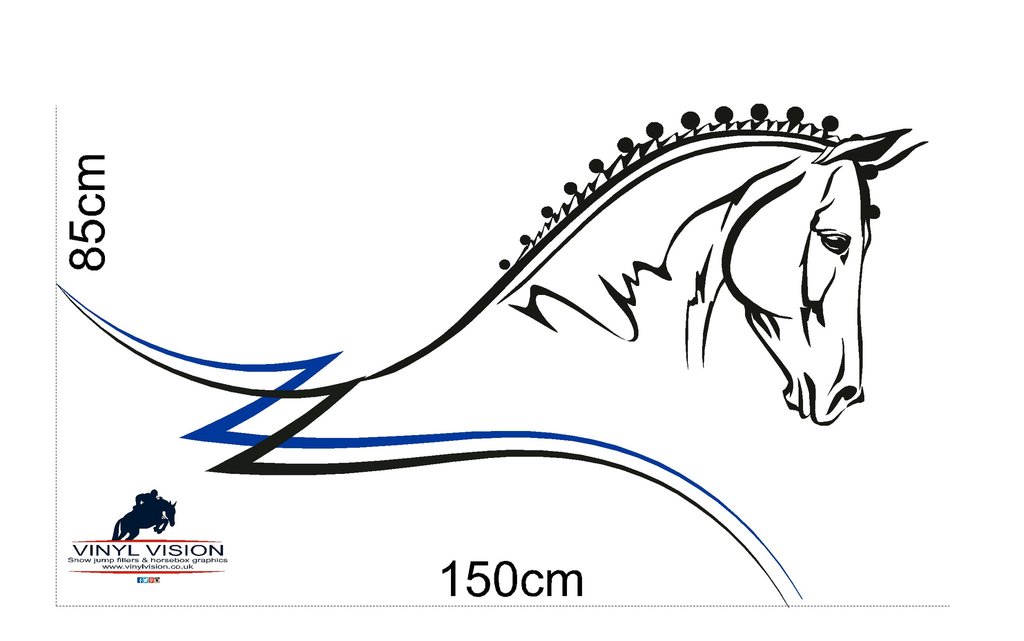 1024x641 dressage horse head with stripes for car, lorry, trailer, horsebox