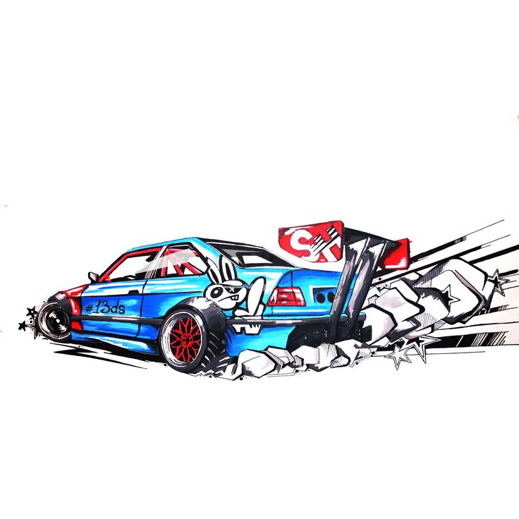 736x736 Outline Drawing Of Drift Cars Group With Items