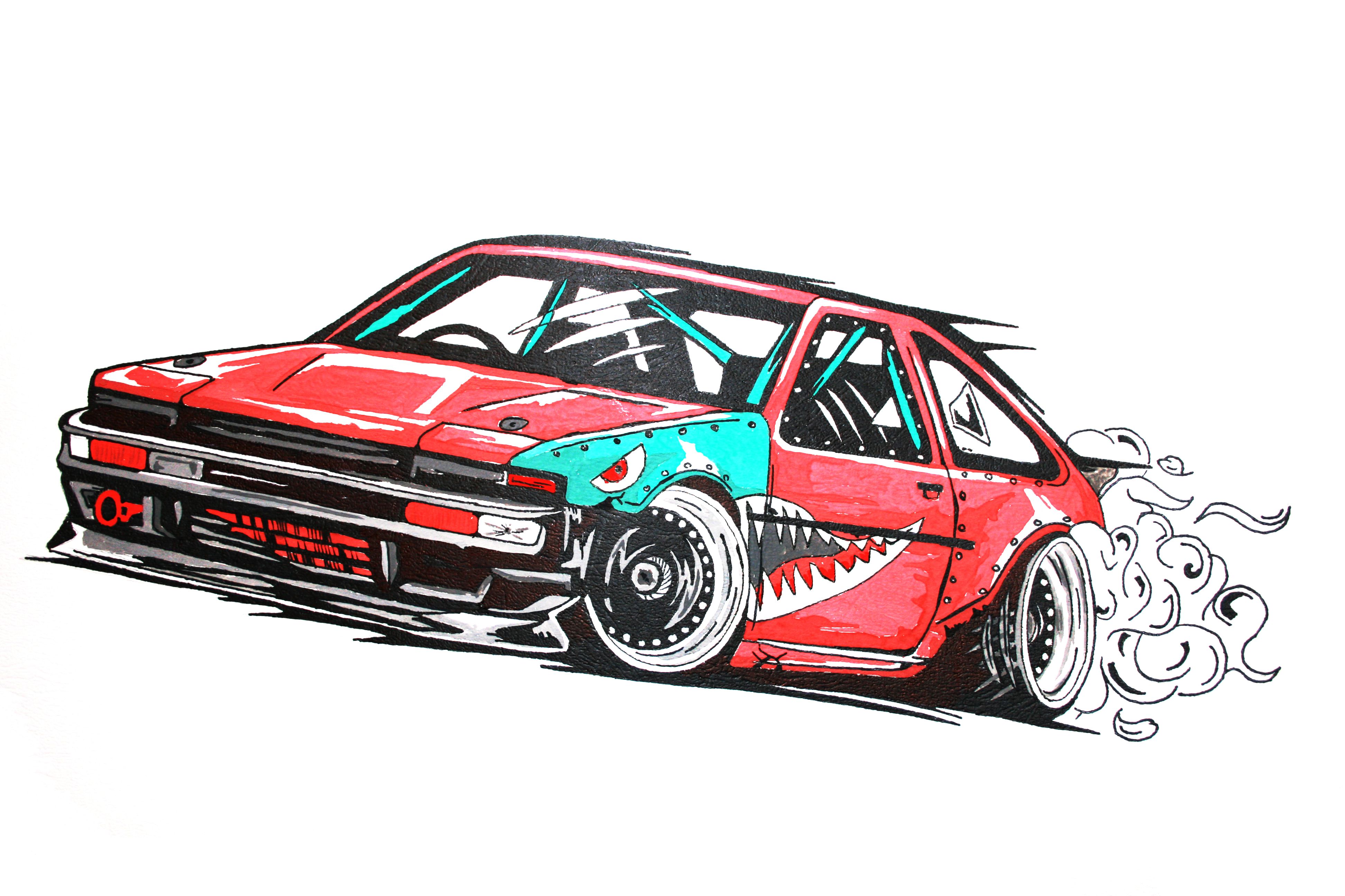 3888x2592 Toyota Corolla Ae Drift Car Illustration Car Billedkunst