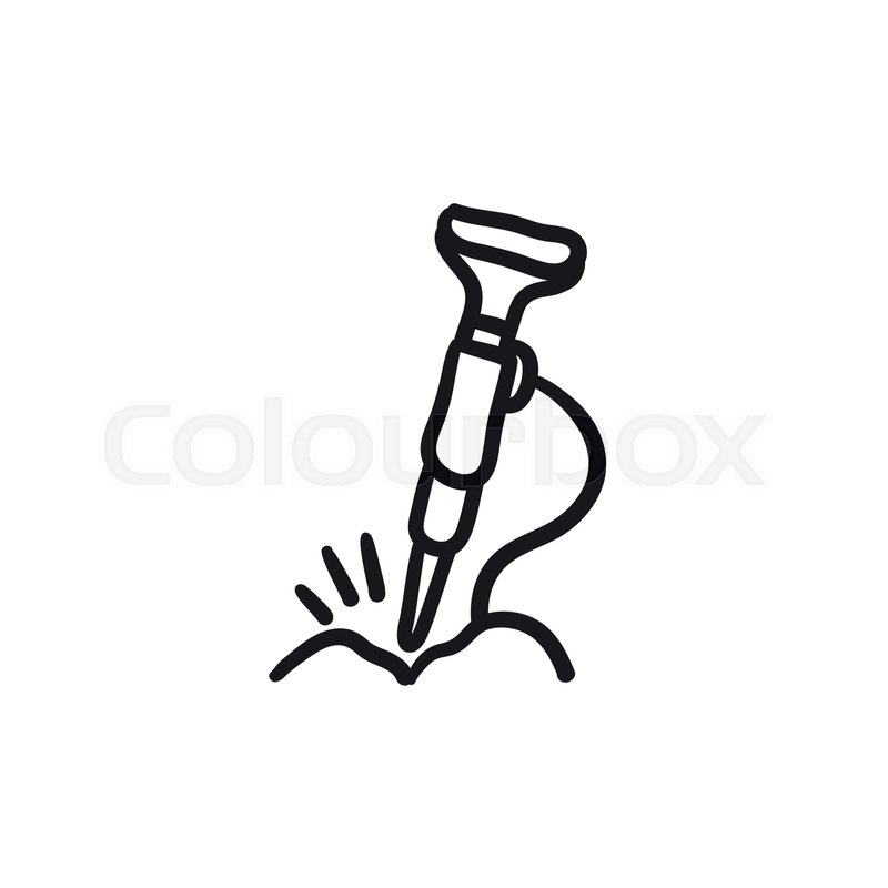 800x800 Pneumatic Hammer Drill Vector Sketch Stock Vector Colourbox