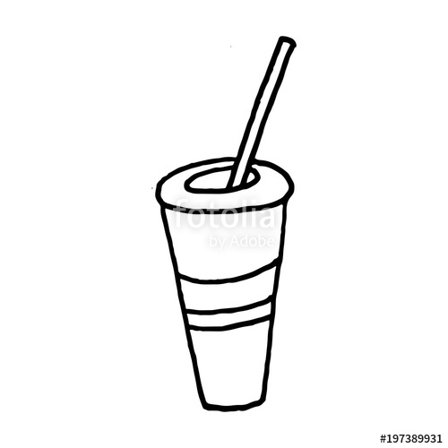 500x500 Sweet Cartoon Hand Drawn Drink Illustration Cute Vector Black