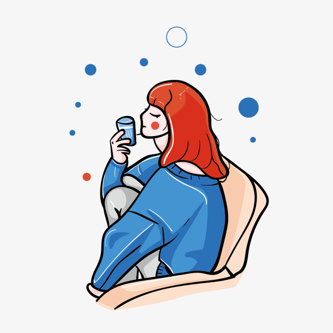 650x651 Vector Hand Drawn Cartoon Fresh Sitting Closed Eyes Drinking Water