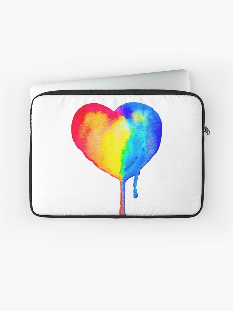 750x1000 Dripping Paint Rainbow Heart Laptop Sleeve