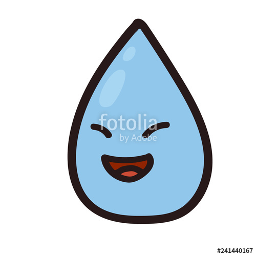 500x500 vector illustration of a happy water color drop rain drop drawing