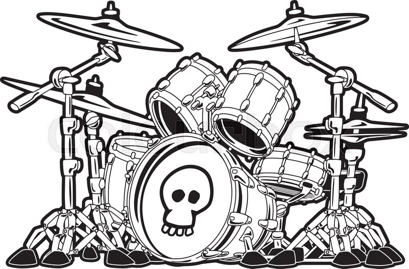 800x526 Hard Rock Heavy Metal Band Drum Kit Stock Vector Colourbox