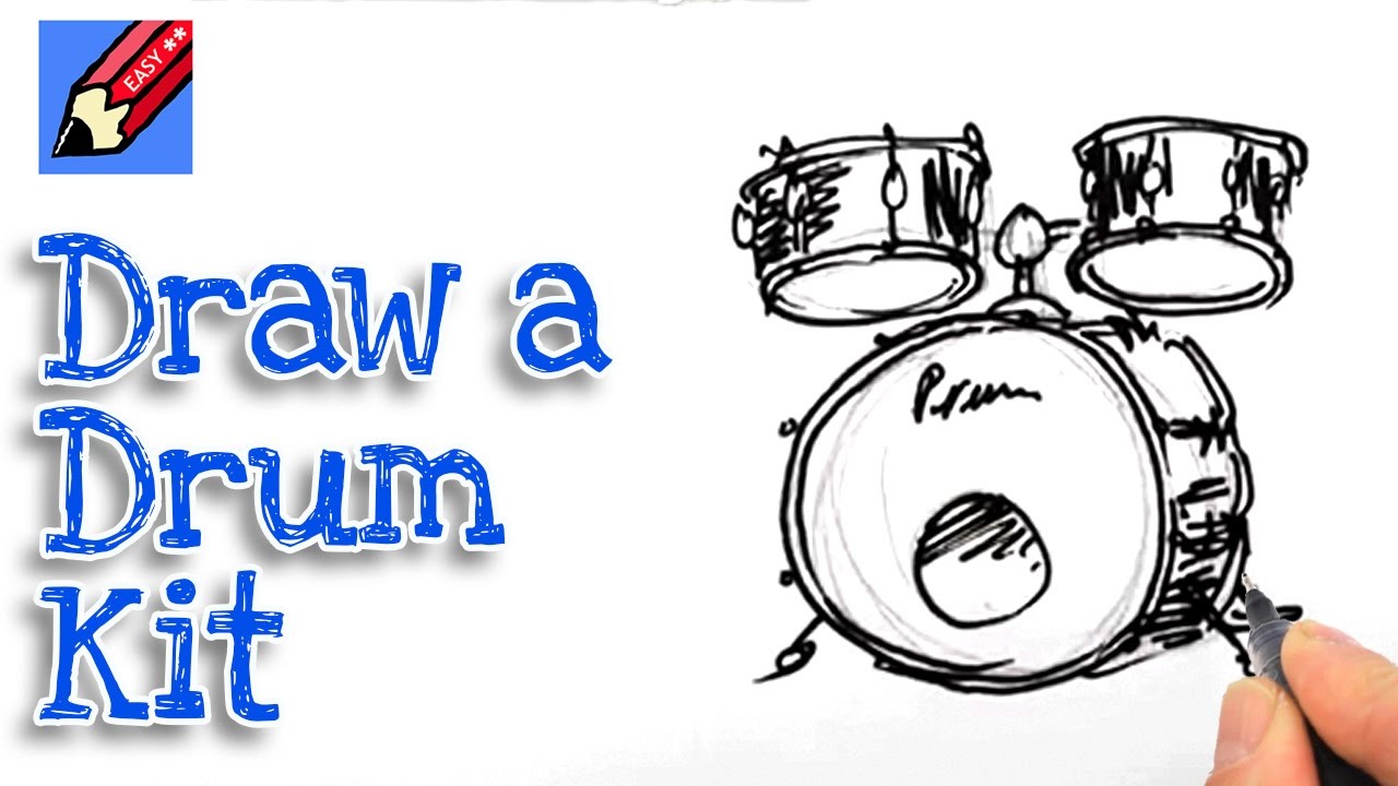 1280x720 Learn How To Draw A Drum Kit Real Easy For Kids And Beginners