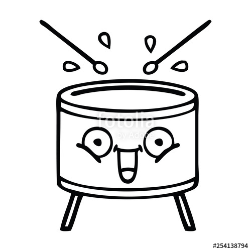 500x500 Line Drawing Cartoon Playing Drum Stock Image And Royalty Free