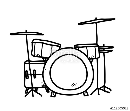 500x426 drum set doodle, a hand drawn vector doodle illustration of a drum