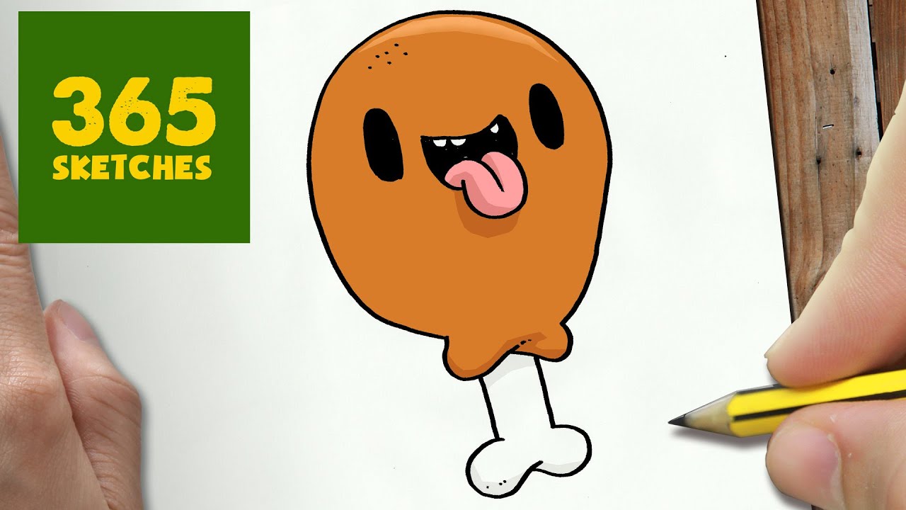 1280x720 How To Draw A Chicken Thigh Cute, Easy Step