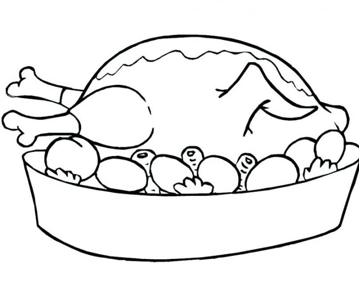 728x580 Well Cooked Roasted Chicken With Drumstick Coloring Pages