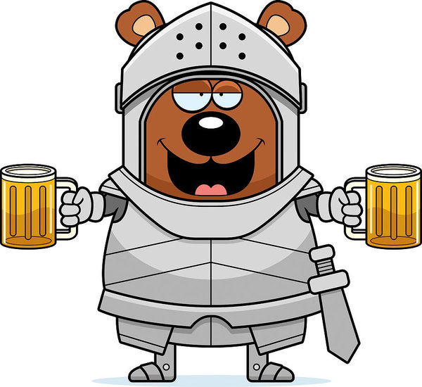 600x550 Drunk Cartoon Bear Knight Art Print
