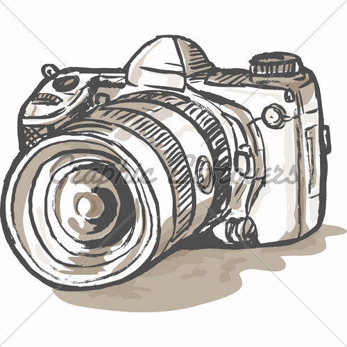 500x500 dslr camera sketch elegant drawing of a digital slr camera royalty