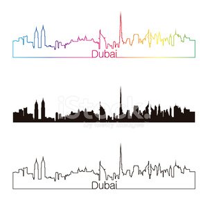 300x300 linear style drawing of dubai skyline stock vectors