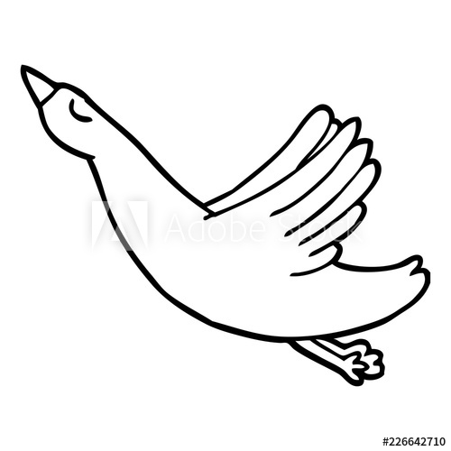 500x500 Line Drawing Cartoon Flying Duck