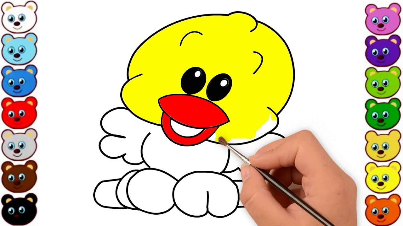 1280x720 Baby Duck Drawing Coloring Easy Steps For Kids, Learn Colors