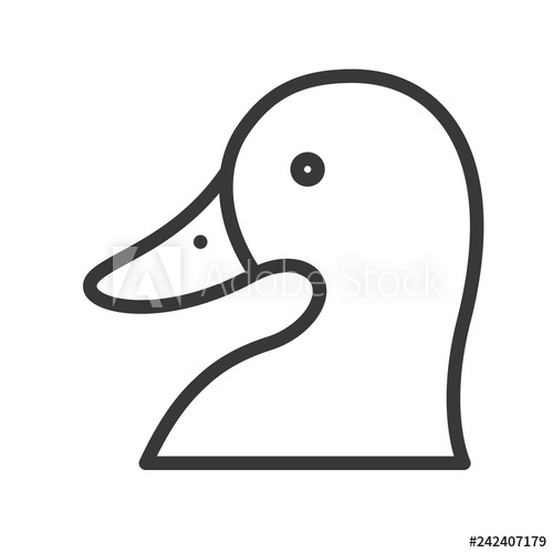 500x500 Duck Head Vector, Farm Animal Line Style Editable Stroke Icon