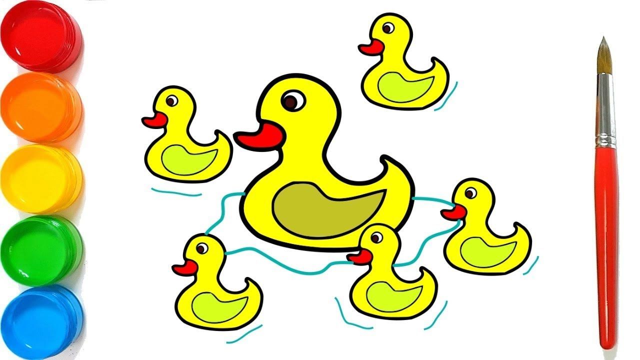 1280x720 Duck Pond Coloring And Drawing Learn Colors For Kids Easy Draw