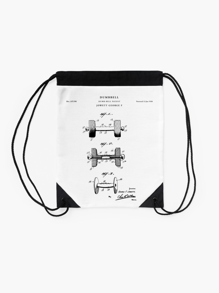 750x1000 Dumbbell Patent Drawing Blueprint Drawstring Bag