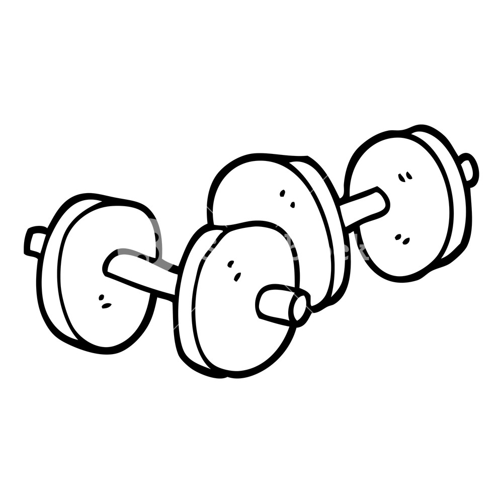1000x1000 Black And White Cartoon Pair Of Dumbbells Royalty Free Stock Image