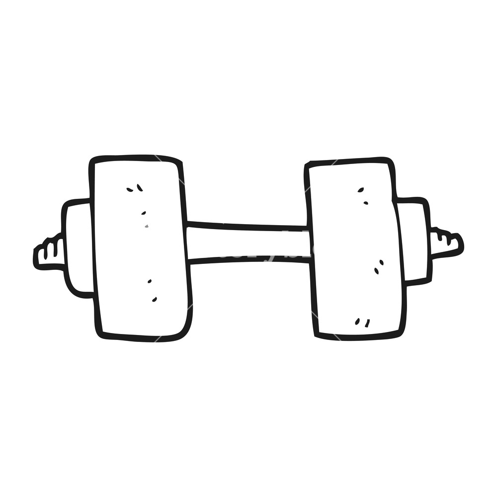 1000x1000 Freehand Drawn Black And White Cartoon Dumbbell Royalty Free Stock