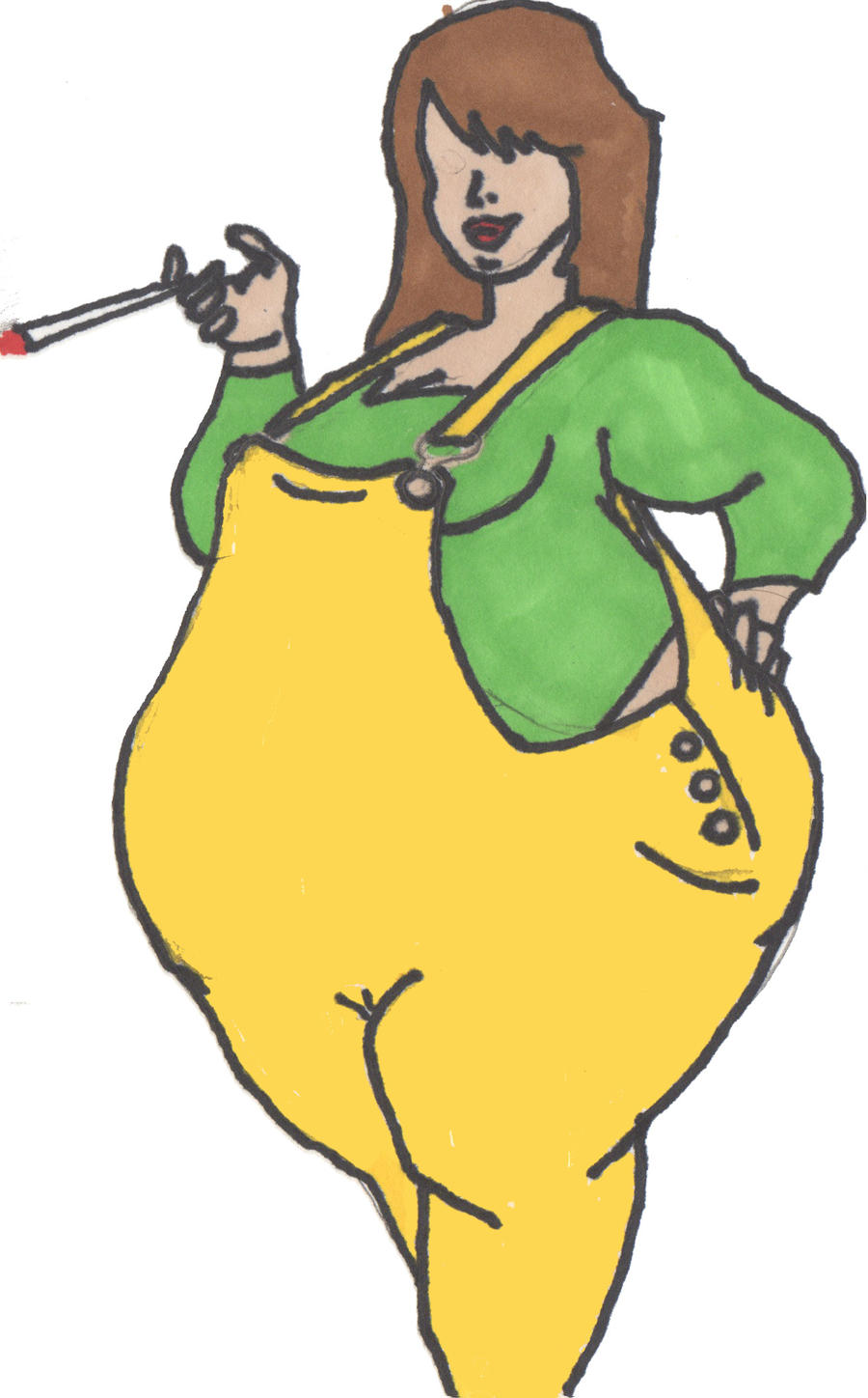 900x1448 Fat Dungarees Study