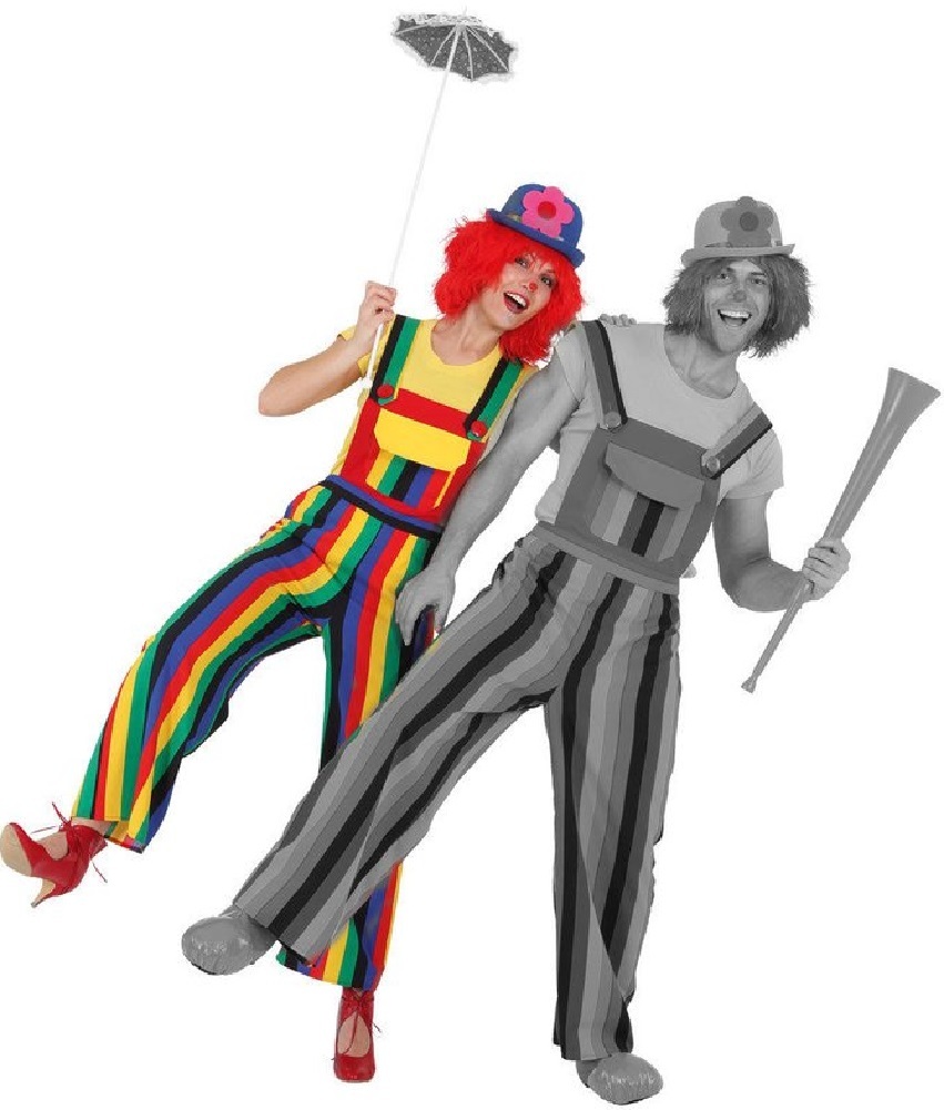 851x1001 Ladies Rainbow Clown Fancy Dress Dungarees