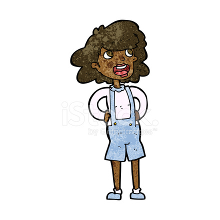 440x440 Cartoon Woman In Dungarees Stock Vector