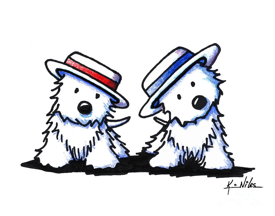 900x707 kiniart westie dancing duo drawing