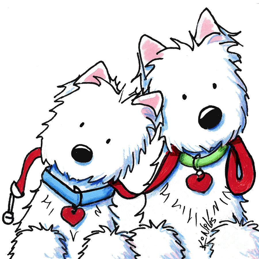 900x900 westie dog park duo drawing