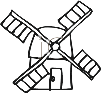 350x328 Dutch Windmill House Clipart