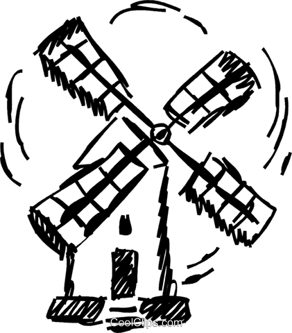 421x480 Dutch Windmills Royalty Free Vector Clip Art Illustration