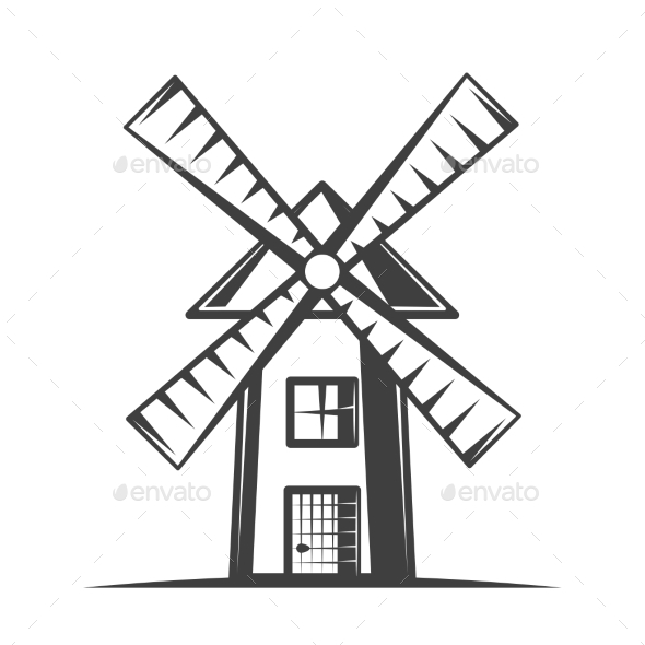 590x590 Windmill Drawing Line For Free Download